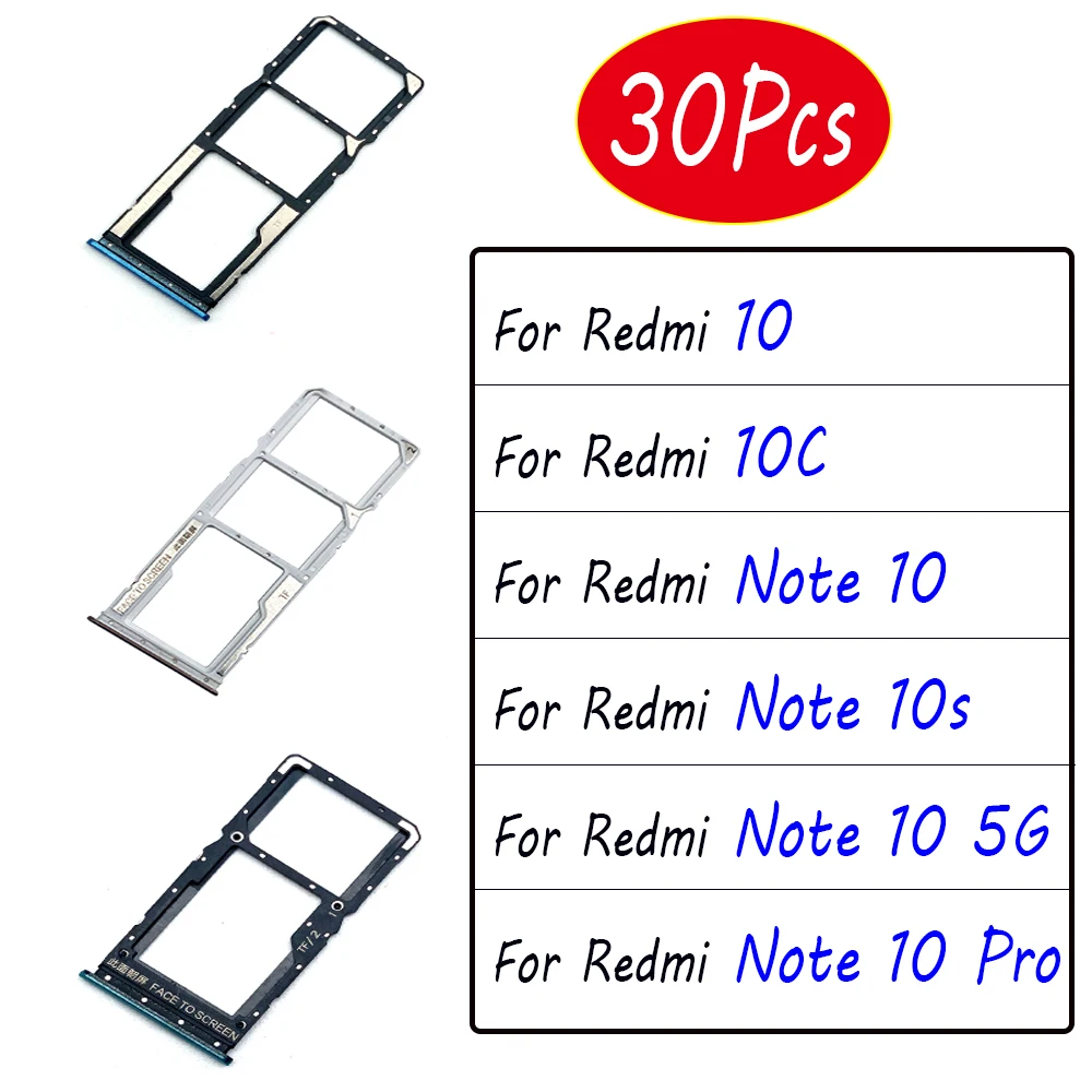 30Pcs,NEW Tested Replacement SIM Card Tray Chip drawer Slot Holder Part + Pin For Xiaomi Redmi 10 10C Note 10 5G 10S 10 Pro
30Pcs,NEW Tested Replacement SIM Card Tray Chip drawer Slot Holder Part + Pin For Xiaomi Redmi 10 10C Note 10 5G 10S 10 Pro