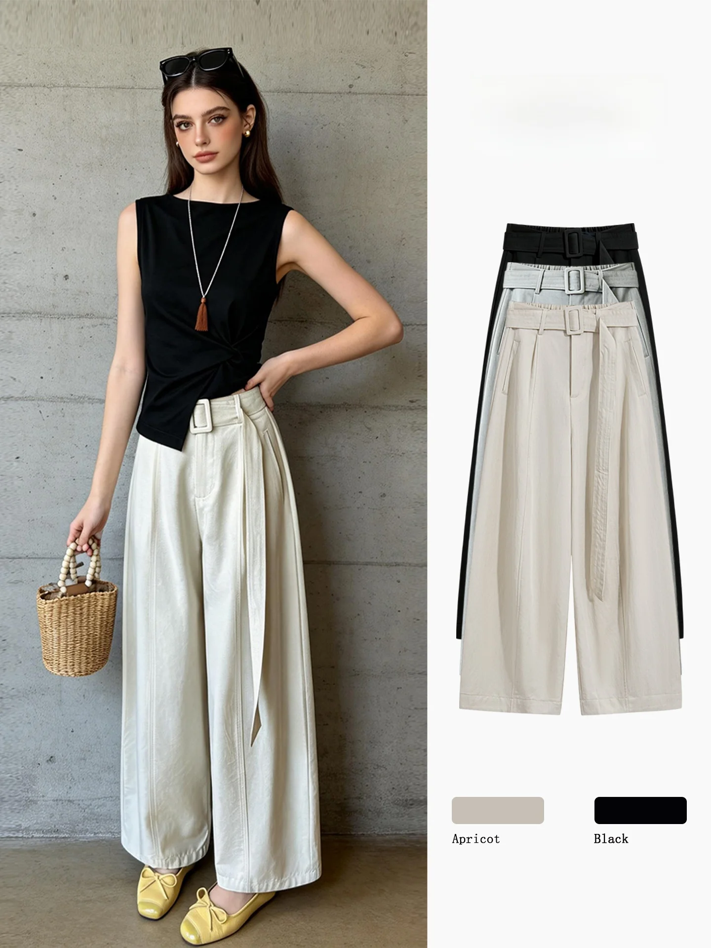 Elegant Wide Leg Suit Pants Women's High Waist Loose Casual Trousers Slimming Drapey Floor-Length Summer New Style
Elegant Wide Leg Suit Pants Women's High Waist Loose Casual Trousers Slimming Drapey Floor-Length Summer New Style