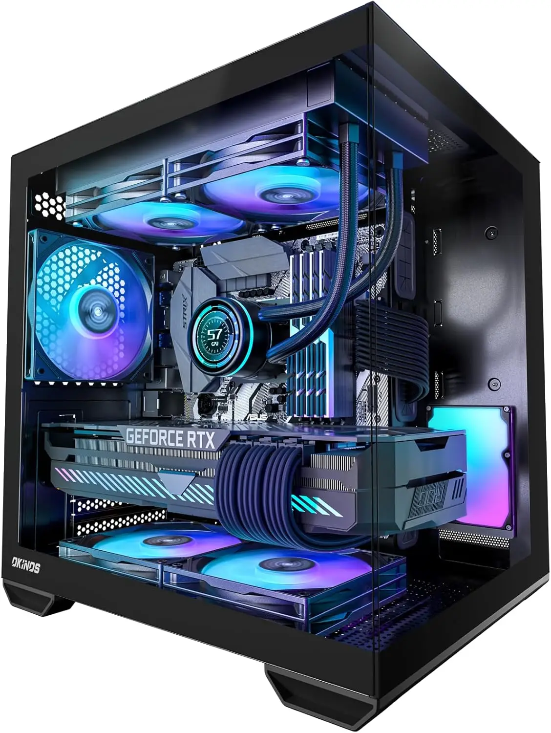 MATX PC Case, Top 240mm Radiator, 5 PCIe Slots, 160mm PSU Support, 3x120mm ARGB Fans, Type-C, Mid Tower Black
MATX PC Case, Top 240mm Radiator, 5 PCIe Slots, 160mm PSU Support, 3x120mm ARGB Fans, Type-C, Mid Tower Black