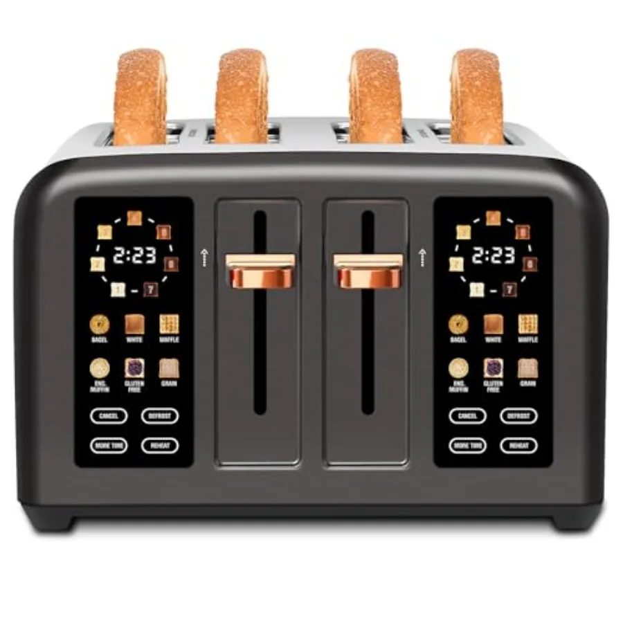 4-Slice Stainless Steel Smart Toaster with Touch Screen Dual Control Digital Timer 6 Bread Types 7 Shade Settings 1.5'' Wide Sl
4-Slice Stainless Steel Smart Toaster with Touch Screen Dual Control Digital Timer 6 Bread Types 7 Shade Settings 1.5'' Wide Sl