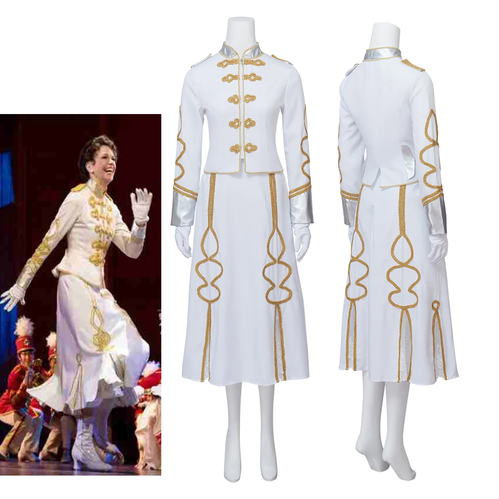 Marian Paroo Cosplay Musical The Music Men Women Golden Embroidery White Uniform Skirts Suit Broadway Theatre Dance Outfit
Marian Paroo Cosplay Musical The Music Men Women Golden Embroidery White Uniform Skirts Suit Broadway Theatre Dance Outfit