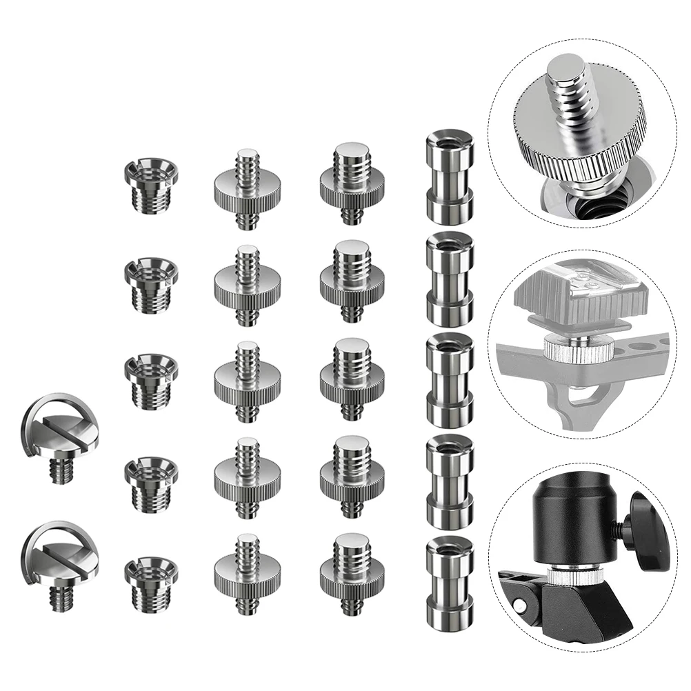 22pcs Light Stand Conversion Screw Set Metal Tripod Adapter Converter Silver Camera Screws For Tripods Monopods Telescopes Ball
22pcs Light Stand Conversion Screw Set Metal Tripod Adapter Converter Silver Camera Screws For Tripods Monopods Telescopes Ball