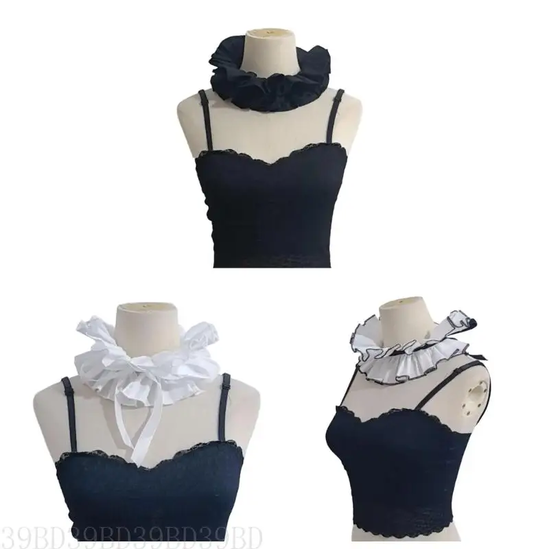 39BD Adjustable Ruffled Collar Elegant Detachable Ruff Collar Neck Wrap Elegant Laceup Stand Collar Women Costume Accessories
39BD Adjustable Ruffled Collar Elegant Detachable Ruff Collar Neck Wrap Elegant Laceup Stand Collar Women Costume Accessories