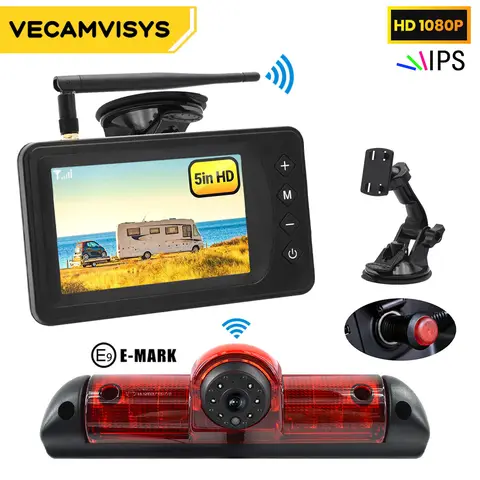 1080P Wireless Brake Light Reversing Camera & Monitor Kit With 5 Inch HD Monitor For Fiat Ducato, Citroen Jumper, Peugeot Boxer
