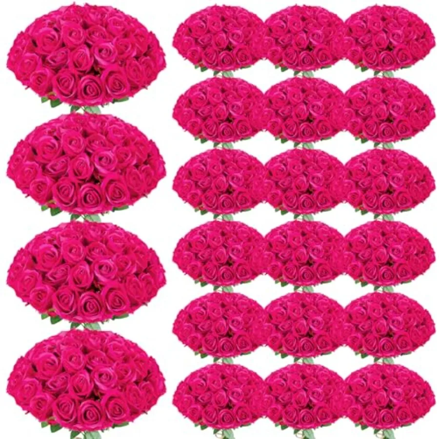 Wedding bouquet and home party decor: silk hot pink artificial roses, 150 pcs, long stem with realistic petals
Wedding bouquet and home party decor: silk hot pink artificial roses, 150 pcs, long stem with realistic petals