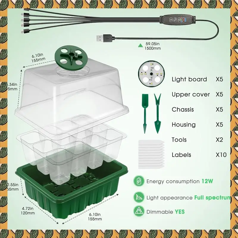 A77I Seed Starter Tray With Grow Light, Seed Starter Set With Humidity Dome, Seedling Starter Tray Set With Timing Grow Light
A77I Seed Starter Tray With Grow Light, Seed Starter Set With Humidity Dome, Seedling Starter Tray Set With Timing Grow Light