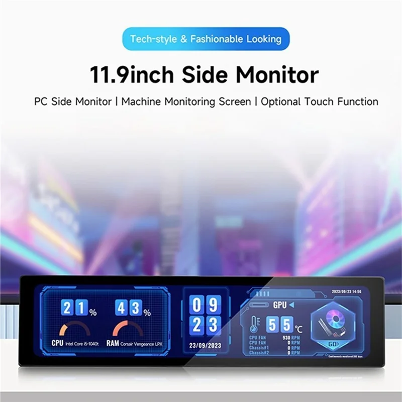 11.9Inch IPS Capacitor Screen HD Display 320X1480 Hi-Fi Speaker Computer Auxiliary Screen For Raspberry Pi, No Touch Easy To Use
11.9Inch IPS Capacitor Screen HD Display 320X1480 Hi-Fi Speaker Computer Auxiliary Screen For Raspberry Pi, No Touch Easy To Use