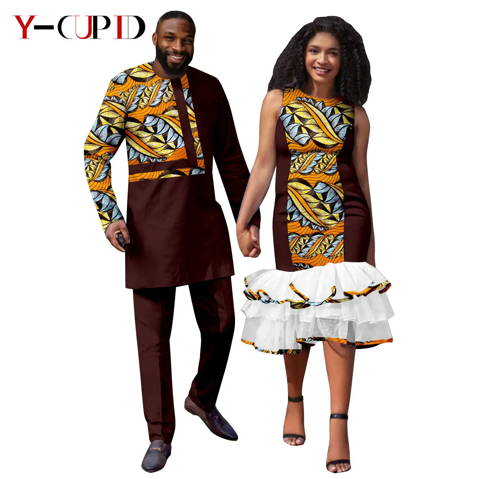 African Print Yarn Ruffles Dresses for Women Matching Men Outfits Top and Pants Sets Bazin Riche African Couple Clothes 25C082
African Print Yarn Ruffles Dresses for Women Matching Men Outfits Top and Pants Sets Bazin Riche African Couple Clothes 25C082