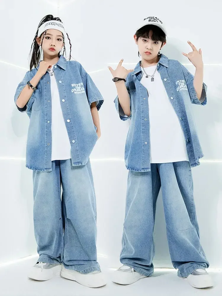 Denim Shirt Hip Hop Suit Children Jazz Performance Costumes Kids Ballroom Hip Hop Dance Festival Clothes Boys Street Wear
Denim Shirt Hip Hop Suit Children Jazz Performance Costumes Kids Ballroom Hip Hop Dance Festival Clothes Boys Street Wear