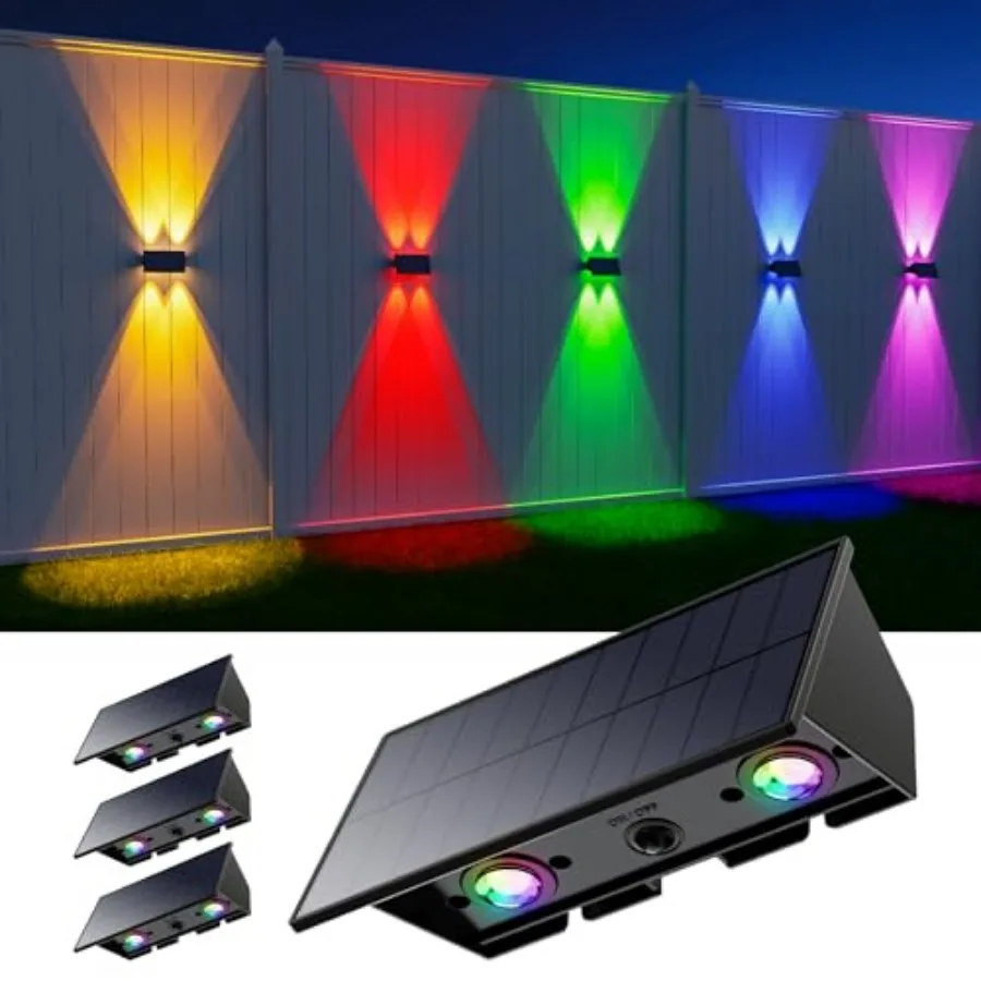 Color Changing Solar Powered Fence Lights for Outside Up and Down Wall Mount Lamps Outdoor RGB Decorative Waterproof LED for Po
Color Changing Solar Powered Fence Lights for Outside Up and Down Wall Mount Lamps Outdoor RGB Decorative Waterproof LED for Po