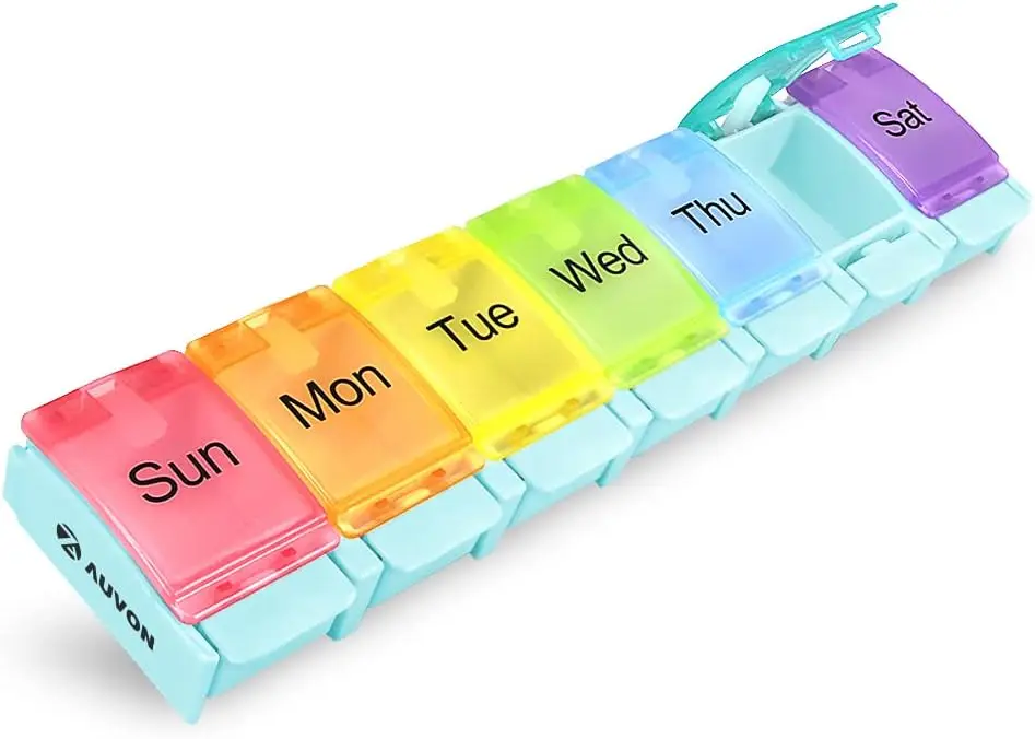 Weekly Pill Organizer 7 Day, Spring Open Travel Case, Large Compartments for Vitamins & Supplements
Weekly Pill Organizer 7 Day, Spring Open Travel Case, Large Compartments for Vitamins & Supplements