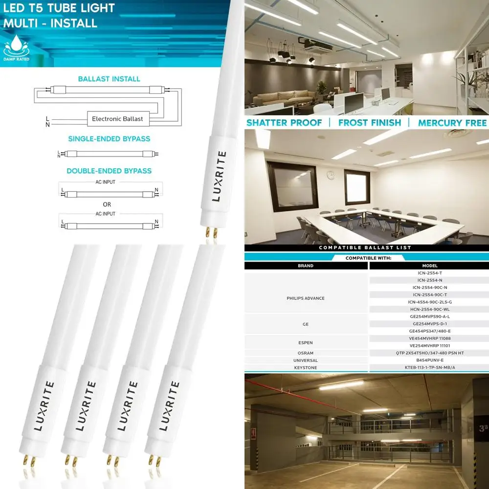 Светодиодная лампа-трубка 24W 4T5, тип A+B, эквивалент 54W, 3000K, мягкий белый свет, 45.78, совместима с балластом, влагозащищенная, замена 54T5, 4-P
Светодиодная лампа-трубка 24W 4T5, тип A+B, эквивалент 54W, 3000K, мягкий белый свет, 45.78, совместима с балластом, влагозащищенная, замена 54T5, 4-P