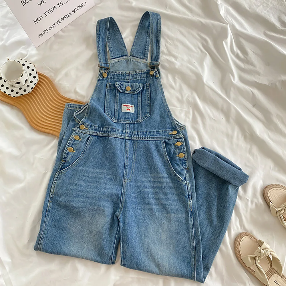 Retro Blue Strap Denim Pants for Women Cute Cherry Pattern Female Jeans Overalls Streetwear Casual Loose Girl Suspender Trousers
Retro Blue Strap Denim Pants for Women Cute Cherry Pattern Female Jeans Overalls Streetwear Casual Loose Girl Suspender Trousers
