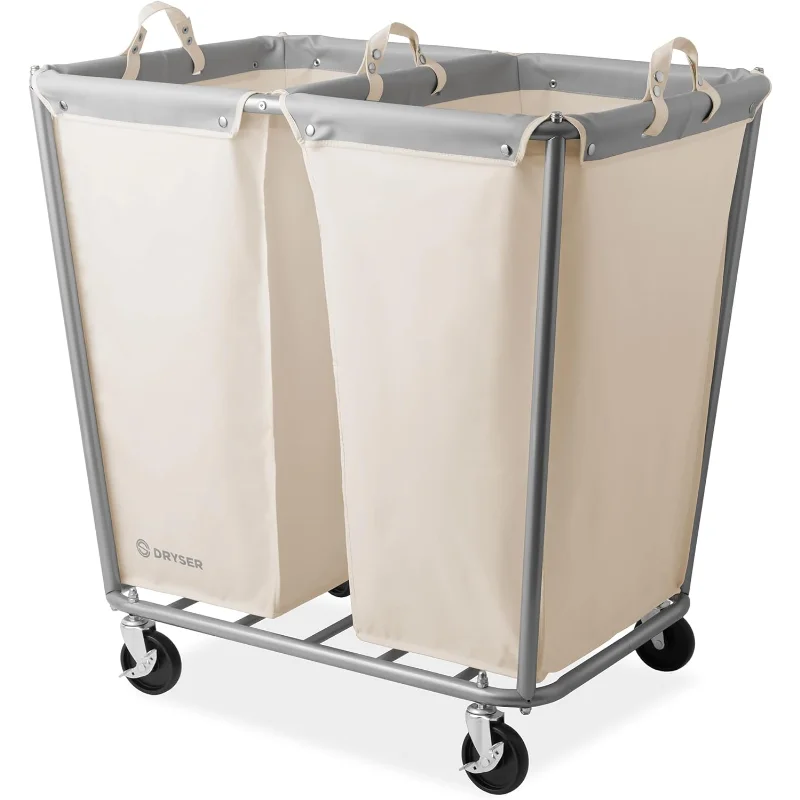 Dryser Divided Commercial Heavy-Duty Rolling Laundry Hamper, Steel Frame Cart on Wheels with 2 Section Removable Canvas Bins
Dryser Divided Commercial Heavy-Duty Rolling Laundry Hamper, Steel Frame Cart on Wheels with 2 Section Removable Canvas Bins