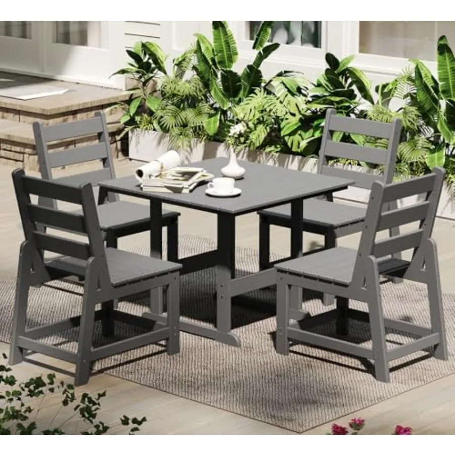 5-Piece-Outdoor-Dining-Set HDPE Square Patio Furniture All Weather Armless Chair Slatted Table and Chairs Sets for 4 for Backya
5-Piece-Outdoor-Dining-Set HDPE Square Patio Furniture All Weather Armless Chair Slatted Table and Chairs Sets for 4 for Backya