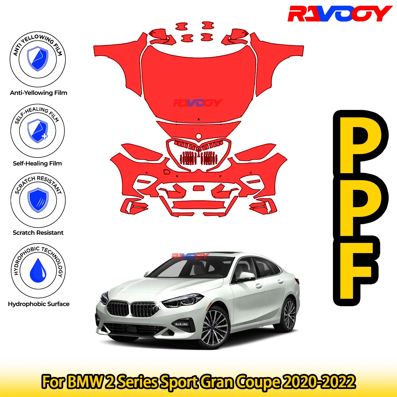 For BMW 2 Series Sport Gran Coupe 2020-2022 Glossy Matte Black Precut front PPF Kit Paint Protection Film
For BMW 2 Series Sport Gran Coupe 2020-2022 Glossy Matte Black Precut front PPF Kit Paint Protection Film
