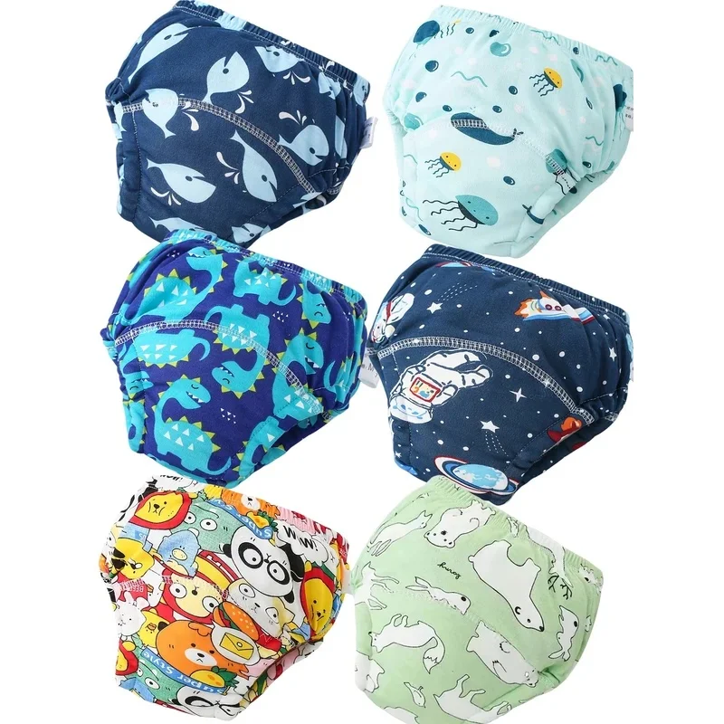 Set of six baby training pants, soft breathable fabric, floral pattern, washable and reusable, for boys and girls
Set of six baby training pants, soft breathable fabric, floral pattern, washable and reusable, for boys and girls