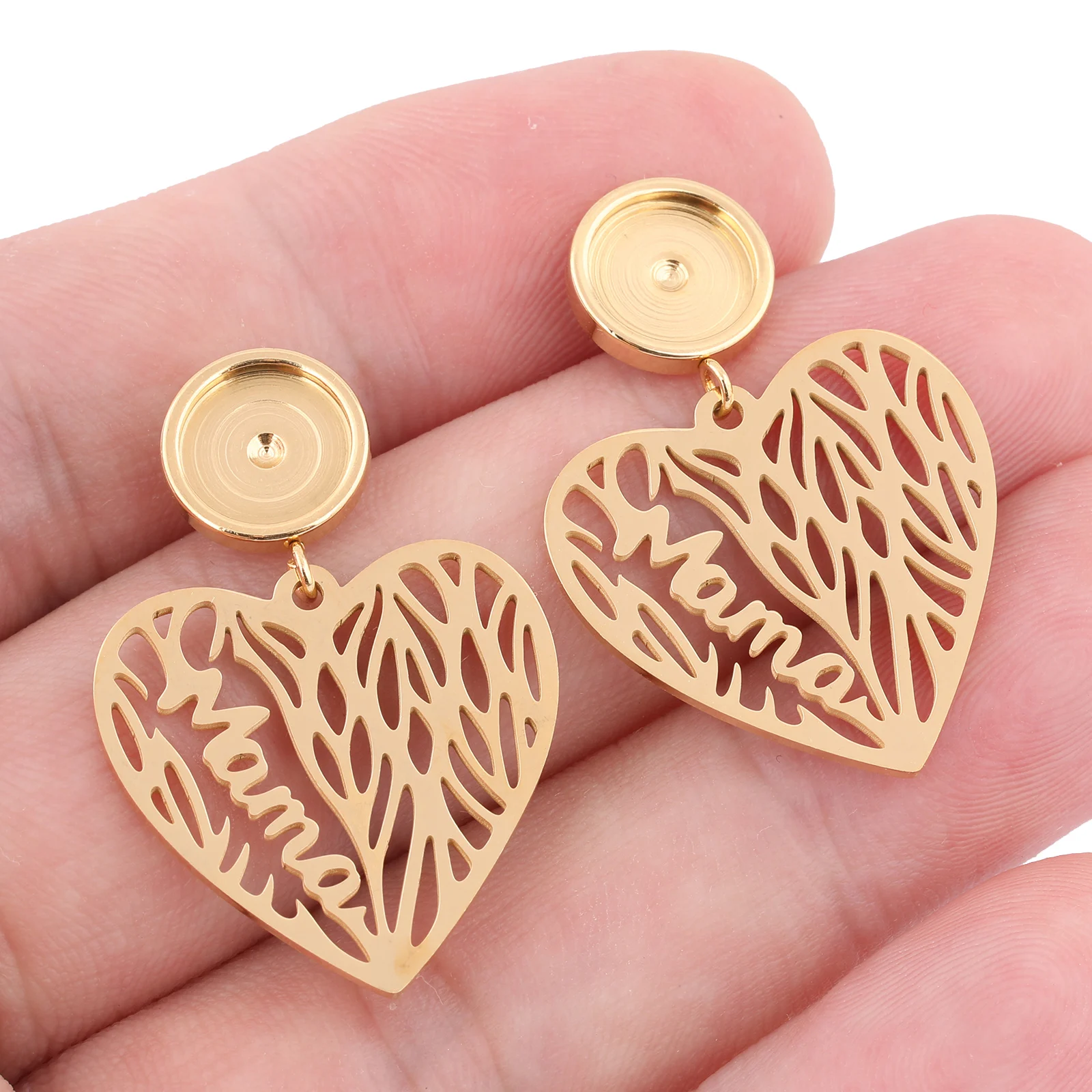 6pcs Stainless Steel Gold Plated Fit 8mm Cabochon Earring Base Setting Blanks Studs With Mama Charms Diy Jewelry Making Findings
6pcs Stainless Steel Gold Plated Fit 8mm Cabochon Earring Base Setting Blanks Studs With Mama Charms Diy Jewelry Making Findings