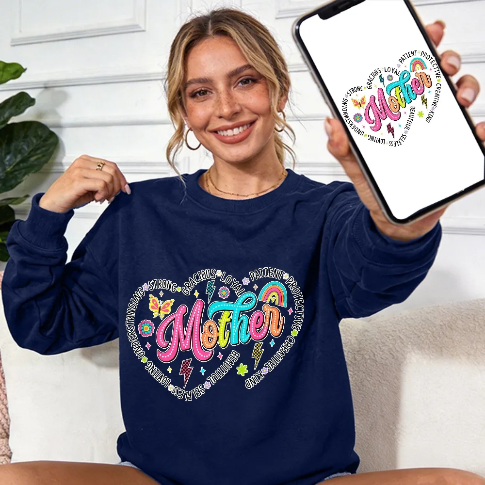 Retro Colorful Mother Heart Sweatshirt Inspirational Word Wreath Heartfelt Gift with Rainbow Butterfly Lightning Bolt Pullover
Retro Colorful Mother Heart Sweatshirt Inspirational Word Wreath Heartfelt Gift with Rainbow Butterfly Lightning Bolt Pullover