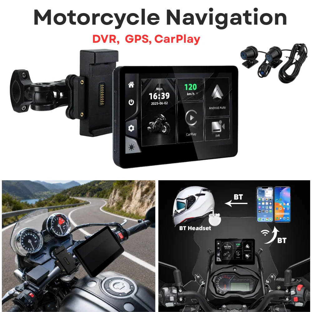 6.2" Wireless CarPlay Moto Android Auto Portable Digital Dashboard Anti Theft Removable Screen GPS Motorcycle Navigation
6.2" Wireless CarPlay Moto Android Auto Portable Digital Dashboard Anti Theft Removable Screen GPS Motorcycle Navigation