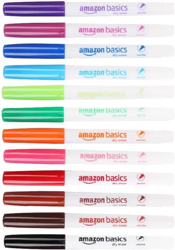 Ultra Fine Tip Dry Erase Markers for Precise Writing, Thin Lines, Assorted Colors, 12-Pack for Classroom and Office
Ultra Fine Tip Dry Erase Markers for Precise Writing, Thin Lines, Assorted Colors, 12-Pack for Classroom and Office