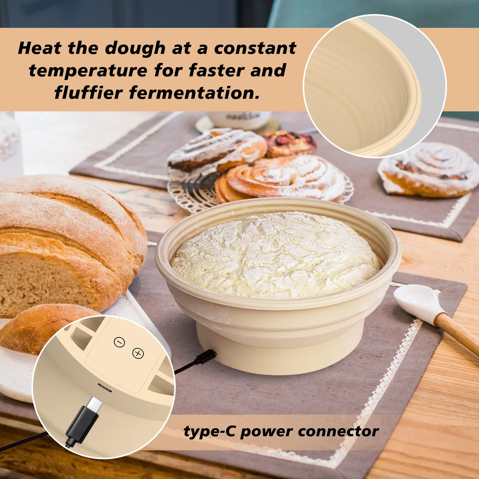 New style bread proofing bowl, perfect for bread baking in daily life, festivals and parties, and it can also be used to keep fo
New style bread proofing bowl, perfect for bread baking in daily life, festivals and parties, and it can also be used to keep fo