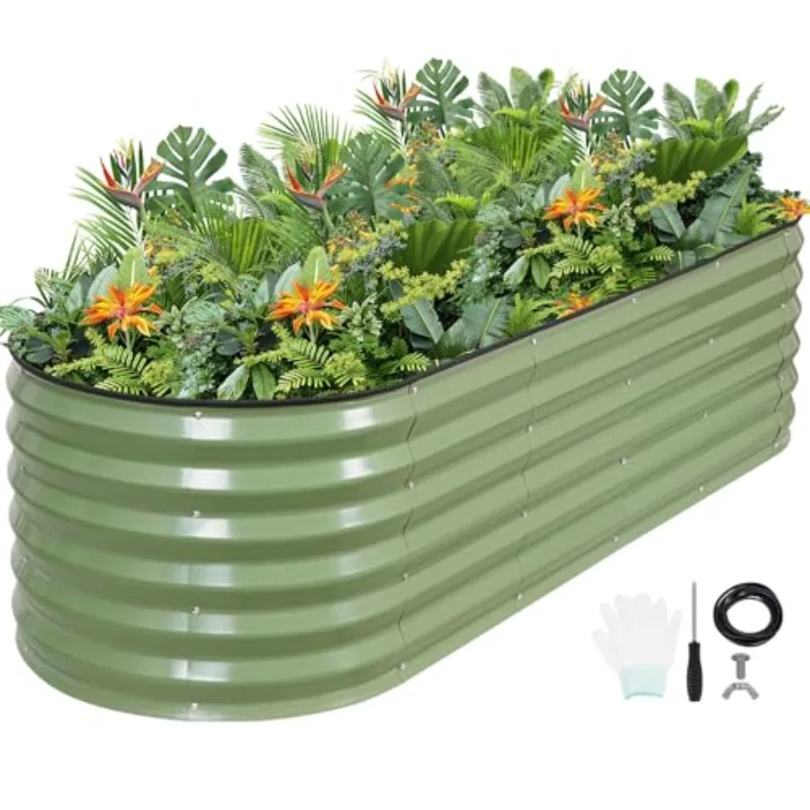 Raised Garden Beds - 6x2x1.4ft Galvanized Planter Boxes Kit with Protective Tape and Gloves and Tools Oval Metal Outdoor Raised
Raised Garden Beds - 6x2x1.4ft Galvanized Planter Boxes Kit with Protective Tape and Gloves and Tools Oval Metal Outdoor Raised