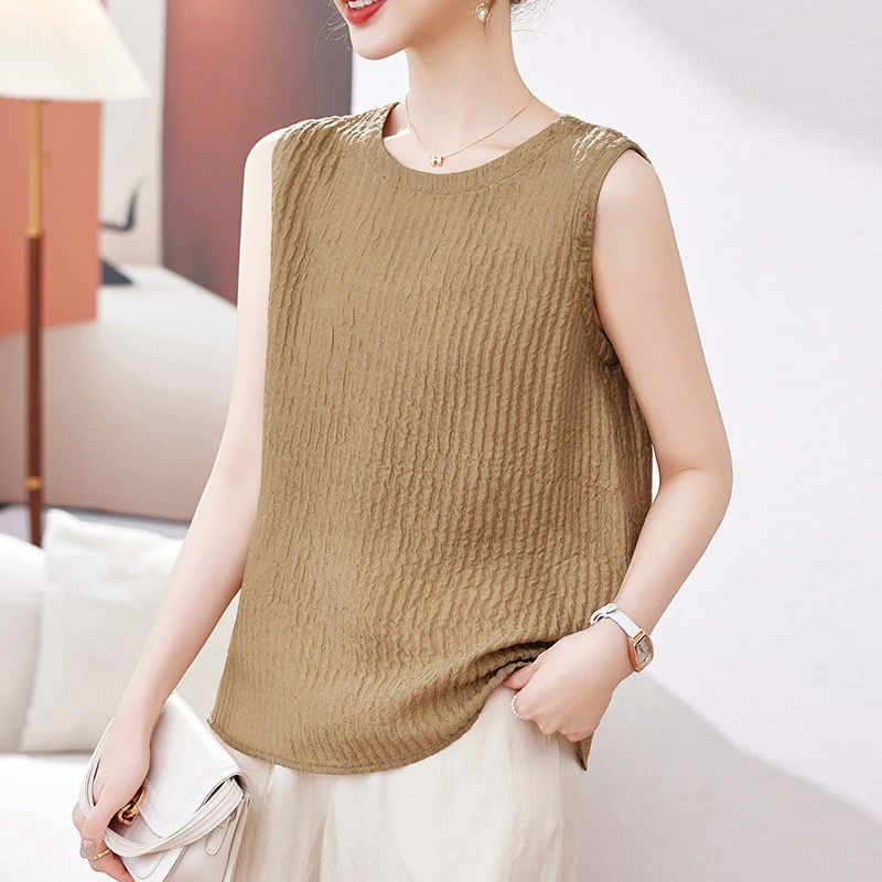 100% Real Silk Women's Tank Tops 2026 Summer Elegant Fashion Blouses for Women O-neck Solid Woman Casual Sleeveless Blouse Loose
100% Real Silk Women's Tank Tops 2026 Summer Elegant Fashion Blouses for Women O-neck Solid Woman Casual Sleeveless Blouse Loose