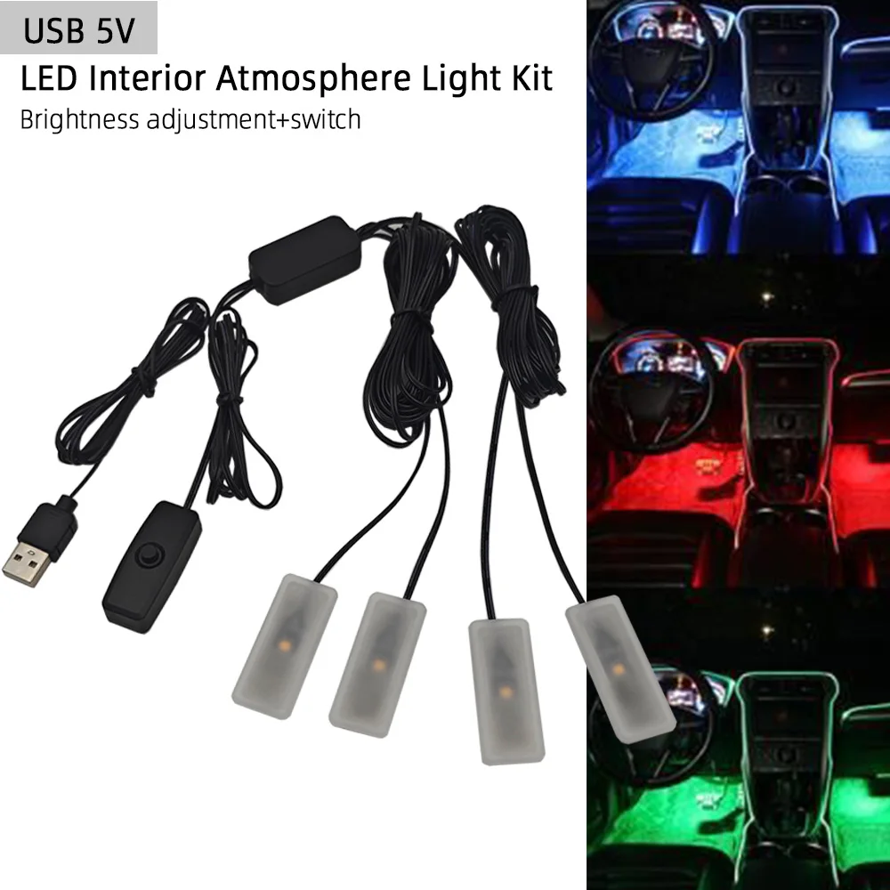 1-4 автомобильный атмосферный светодиодный светильник для ног USB 5 В, зажигалка, декоративное освещение для окружающей среды автомобиля, внутренние окружающие лампы с переключателем
1-4 автомобильный атмосферный светодиодный светильник для ног USB 5 В, зажигалка, декоративное освещение для окружающей среды автомобиля, внутренние окружающие лампы с переключателем
