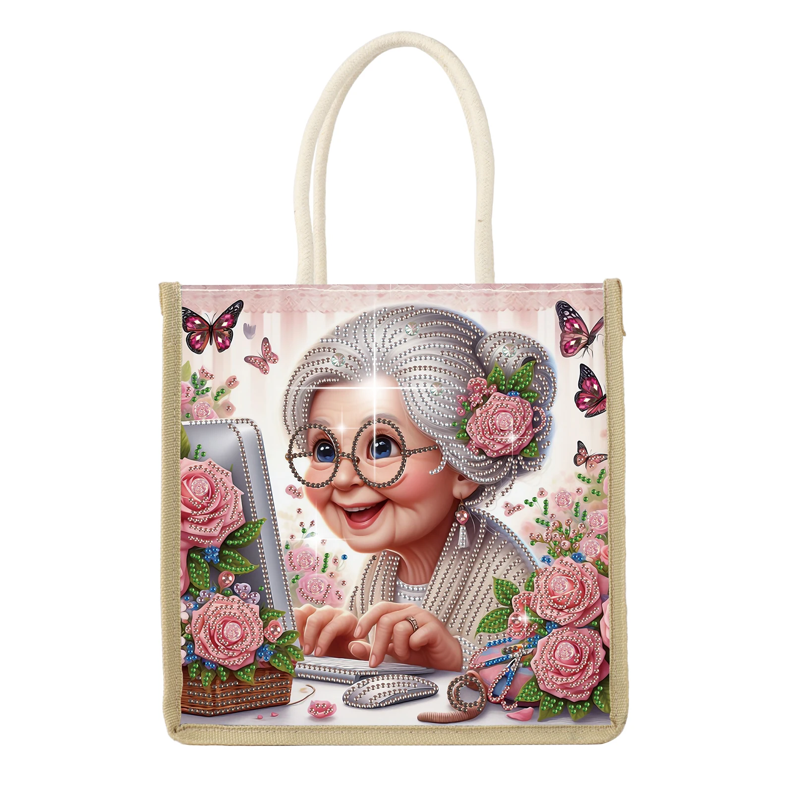 Наборы сумок с алмазной живописью, Счастливая бабушка особой формы, алмазная холст, художественная сумка, сумка для хранения покупок, подарок ручной работы 
Наборы сумок с алмазной живописью, Счастливая бабушка особой формы, алмазная холст, художественная сумка, сумка для хранения покупок, подарок ручной работы