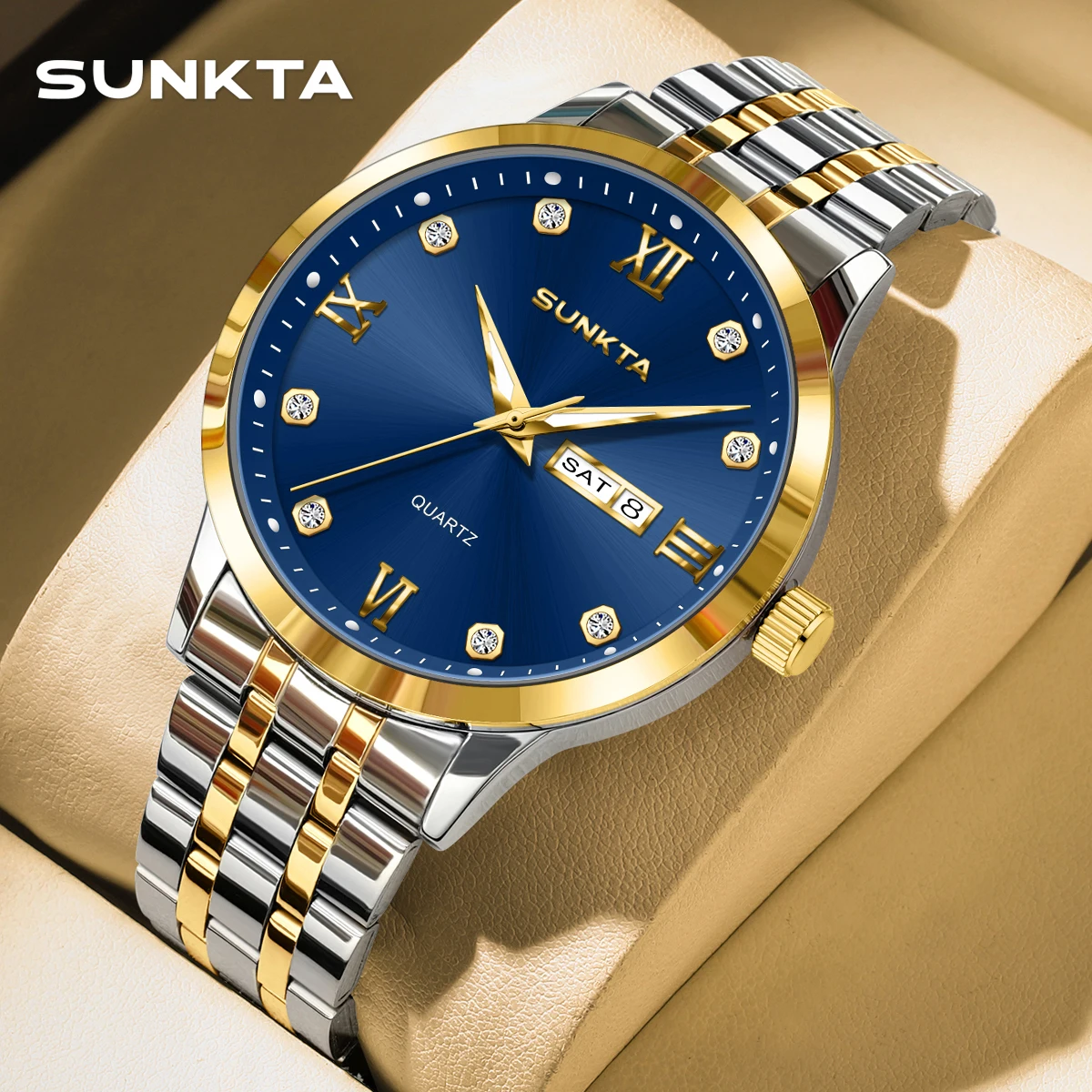 SUNKTA New Watch Men Original Quartz Waterproof Male Wristwatch Gold Stainless Steel Strap Luxury Man Watch Clock+Gift Box
SUNKTA New Watch Men Original Quartz Waterproof Male Wristwatch Gold Stainless Steel Strap Luxury Man Watch Clock+Gift Box