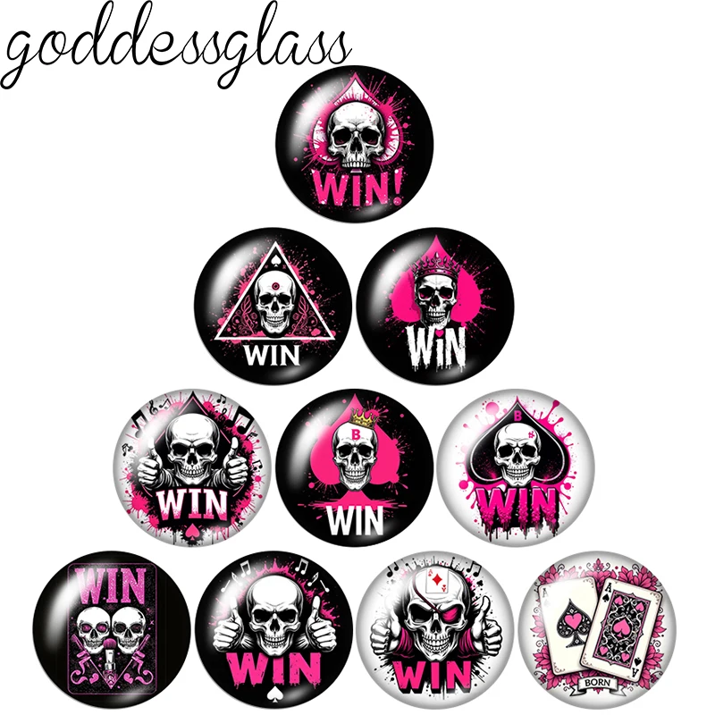 Punk Skull WIN Red Peach Poker Patterns 12mm/18mm/20mm/25mm Round photo glass cabochon flat back Making findings Jewelry
Punk Skull WIN Red Peach Poker Patterns 12mm/18mm/20mm/25mm Round photo glass cabochon flat back Making findings Jewelry