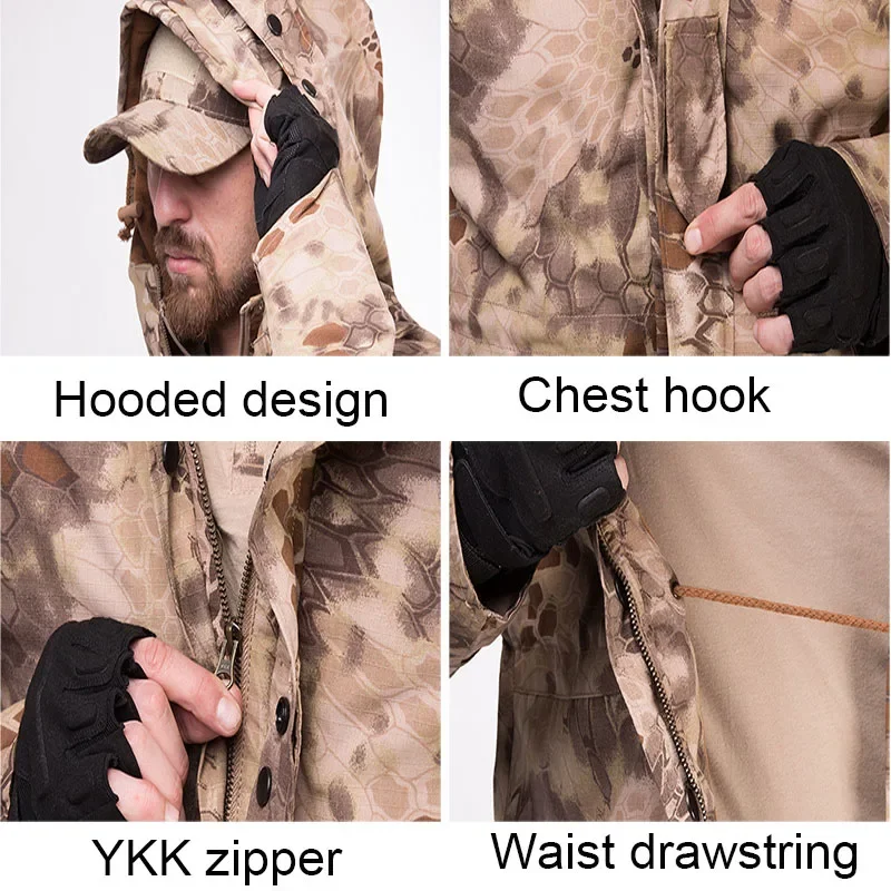 OULYLAN Camouflage Men Tactical Jacket Outdoor Python Patterned Assault Suit Mens Hiking Brand Warm Windbreaker
OULYLAN Camouflage Men Tactical Jacket Outdoor Python Patterned Assault Suit Mens Hiking Brand Warm Windbreaker