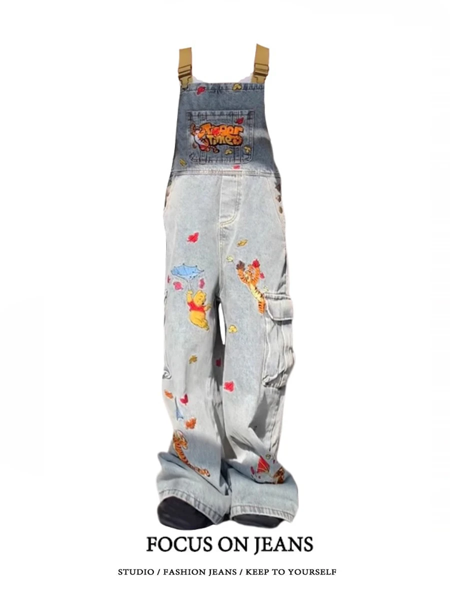 Retro American Cartoon Animal Embroidery Denim Overalls Women's Spring Autumn Wide Leg Jumpsuit Casual High Waist Long Pants
Retro American Cartoon Animal Embroidery Denim Overalls Women's Spring Autumn Wide Leg Jumpsuit Casual High Waist Long Pants
