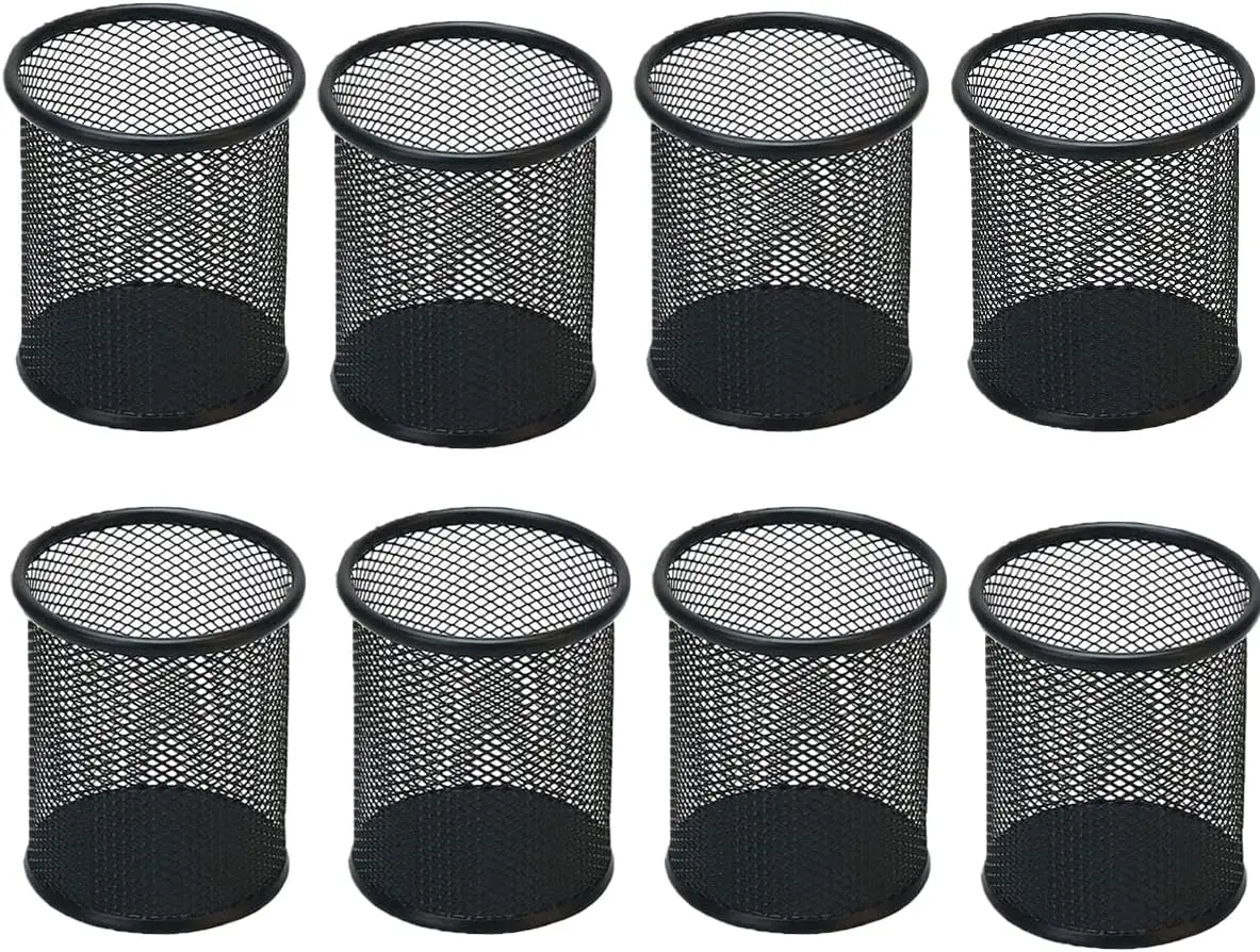 Mesh Pen Holder Pencil Cup for Desk, 8 Pack Black Wire Mesh Office Organizer with Metal Construction
Mesh Pen Holder Pencil Cup for Desk, 8 Pack Black Wire Mesh Office Organizer with Metal Construction
