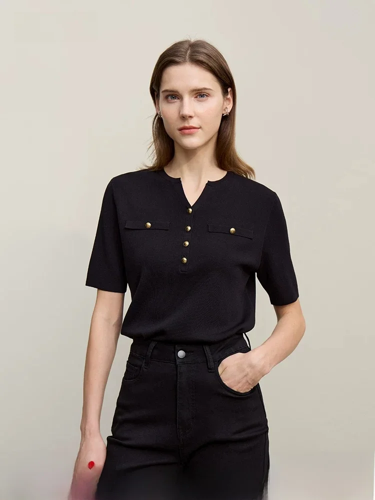 Elegant Short Sleeve Knitted Sweater Women's Ice Silk Yarn Four Flat Needle Method Autumn New Style Fashionable Casual Style
Elegant Short Sleeve Knitted Sweater Women's Ice Silk Yarn Four Flat Needle Method Autumn New Style Fashionable Casual Style
