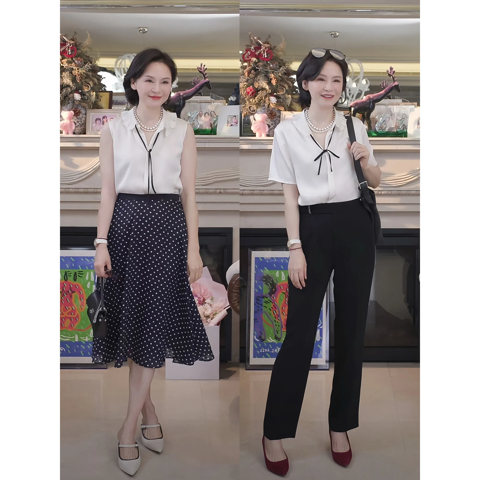 Летняя шелковая блузка с бантом, эластичная, из двойной марли и атласа, с завязками, с поясом, женская, для повседневной носки, стандартный крой, короткий рукав
Летняя шелковая блузка с бантом, эластичная, из двойной марли и атласа, с завязками, с поясом, женская, для повседневной носки, стандартный крой, короткий рукав