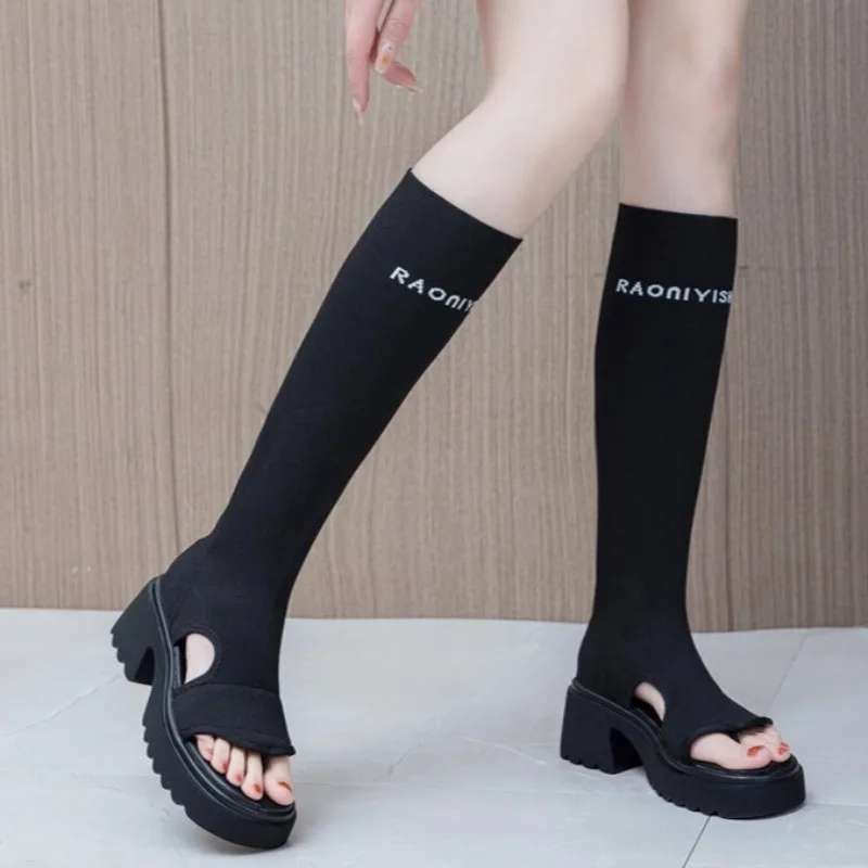 New Women's Shoes Fashion Self Cultivation Stretch Boots for Woman Exquisite Open Toe Knee High Boots Designer Shoes Botas Mujer
New Women's Shoes Fashion Self Cultivation Stretch Boots for Woman Exquisite Open Toe Knee High Boots Designer Shoes Botas Mujer