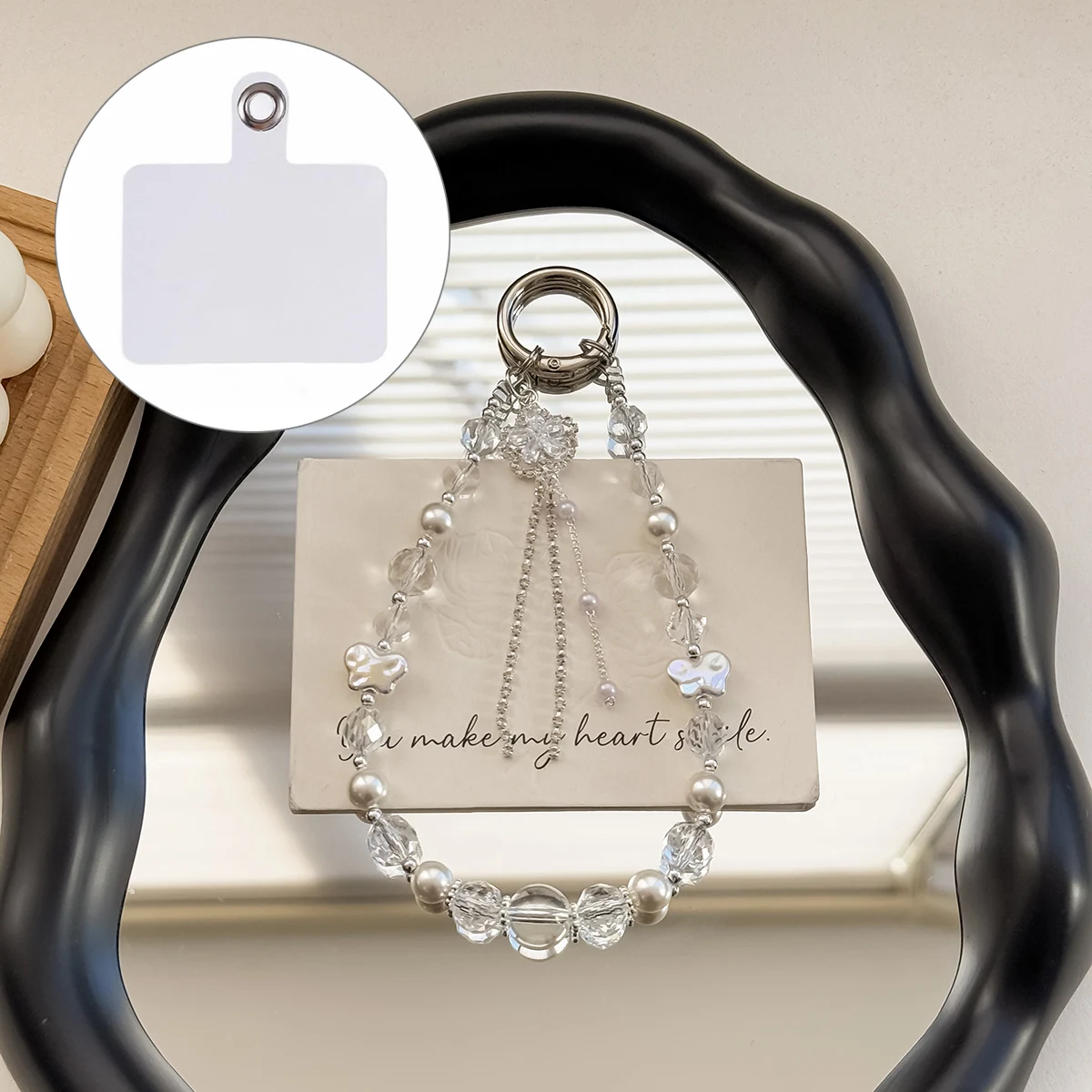 A1155 30cm Phone Lanyard Pearl Butterfly Tassel Crystal Beads Phone Charm Wrist Strap Mobile Key Chain Accessories - White
A1155 30cm Phone Lanyard Pearl Butterfly Tassel Crystal Beads Phone Charm Wrist Strap Mobile Key Chain Accessories - White