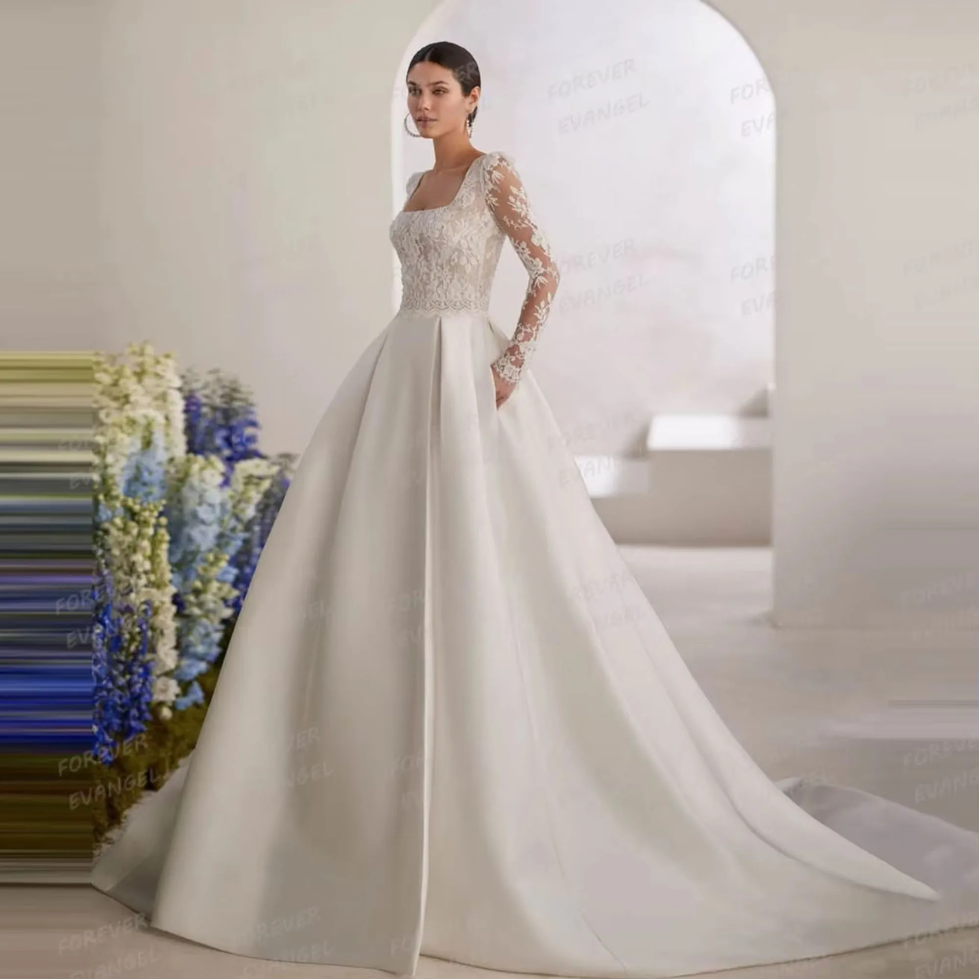 JEHETH Luxury Appliques Wedding Dresses A Line Woman's Long Sleeve Bride Gowns Square Collar Open Back Vestidos 2025 Customized
JEHETH Luxury Appliques Wedding Dresses A Line Woman's Long Sleeve Bride Gowns Square Collar Open Back Vestidos 2025 Customized