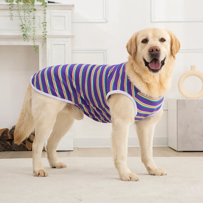 Clothes Thin Golden Retriever Labrador Medium Large Fat Dog Can Wear All Cotton Striped Two Vest Four Seasons 
Clothes Thin Golden Retriever Labrador Medium Large Fat Dog Can Wear All Cotton Striped Two Vest Four Seasons