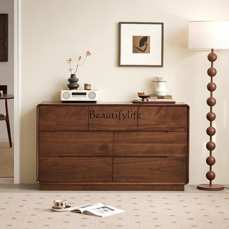 Североамериканский черный орех, семь нагрудных шкафов, скандинавский домашний простой шкафчик из цельного дерева для гостиной 
Североамериканский черный орех, семь нагрудных шкафов, скандинавский домашний простой шкафчик из цельного дерева для гостиной