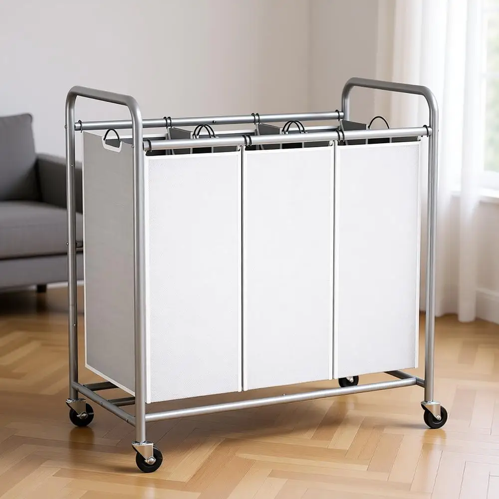 3-Section Heavy-Duty Rolling Laundry Hamper with Lockable Wheels and Removable Bags, 130L Neutral Gray
3-Section Heavy-Duty Rolling Laundry Hamper with Lockable Wheels and Removable Bags, 130L Neutral Gray