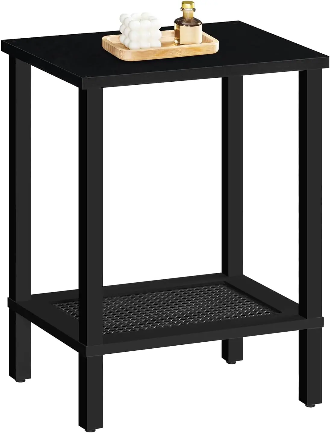 End Table, Small Side Table with 2-Tier Storage Shelves, Nightstand with Faux Rattan Decoration, for Small Space, Living
End Table, Small Side Table with 2-Tier Storage Shelves, Nightstand with Faux Rattan Decoration, for Small Space, Living
