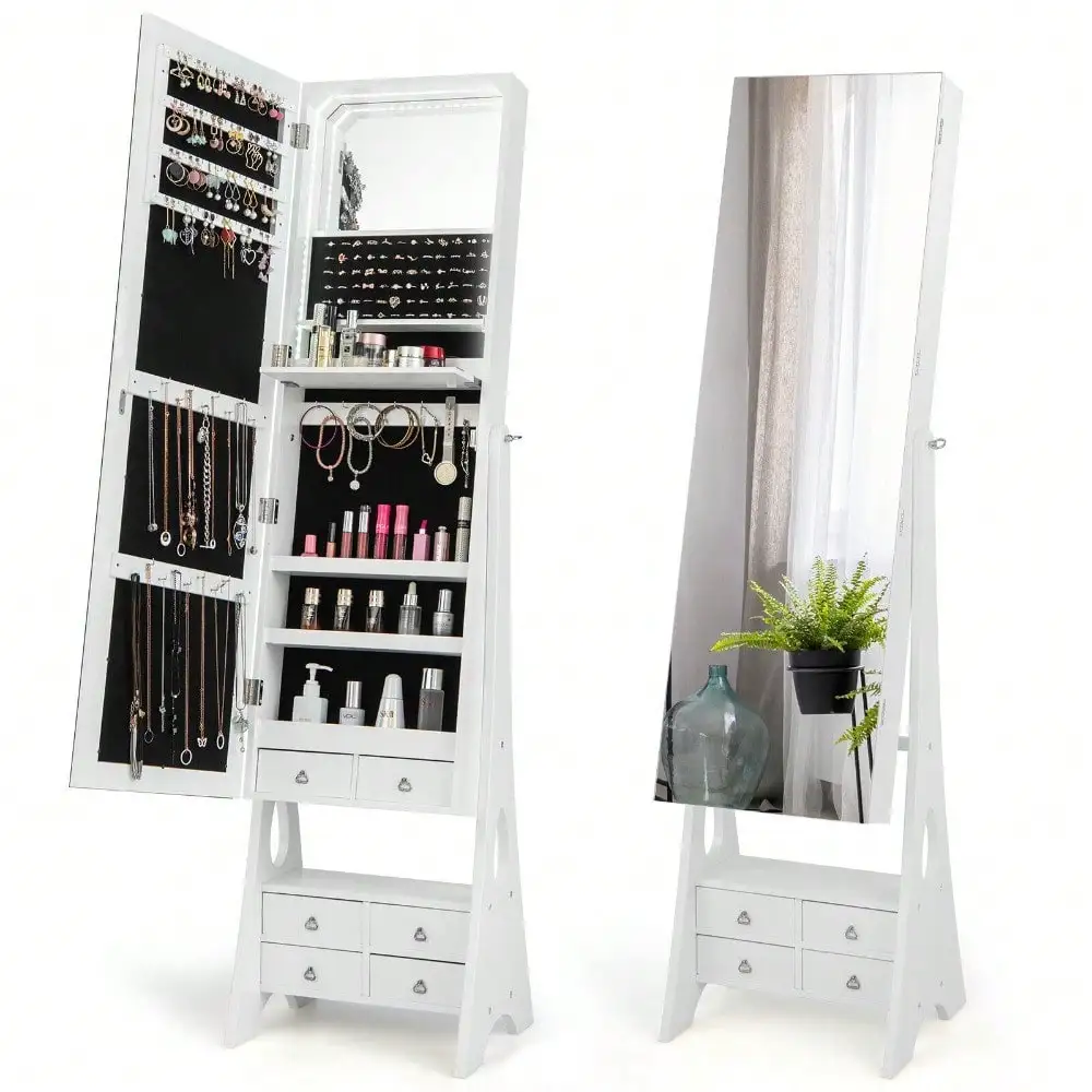 Jewelry Cabinet Armoire Full Length LED Mirror W/ 6 Drawers & Makeup Shelf White
Jewelry Cabinet Armoire Full Length LED Mirror W/ 6 Drawers & Makeup Shelf White