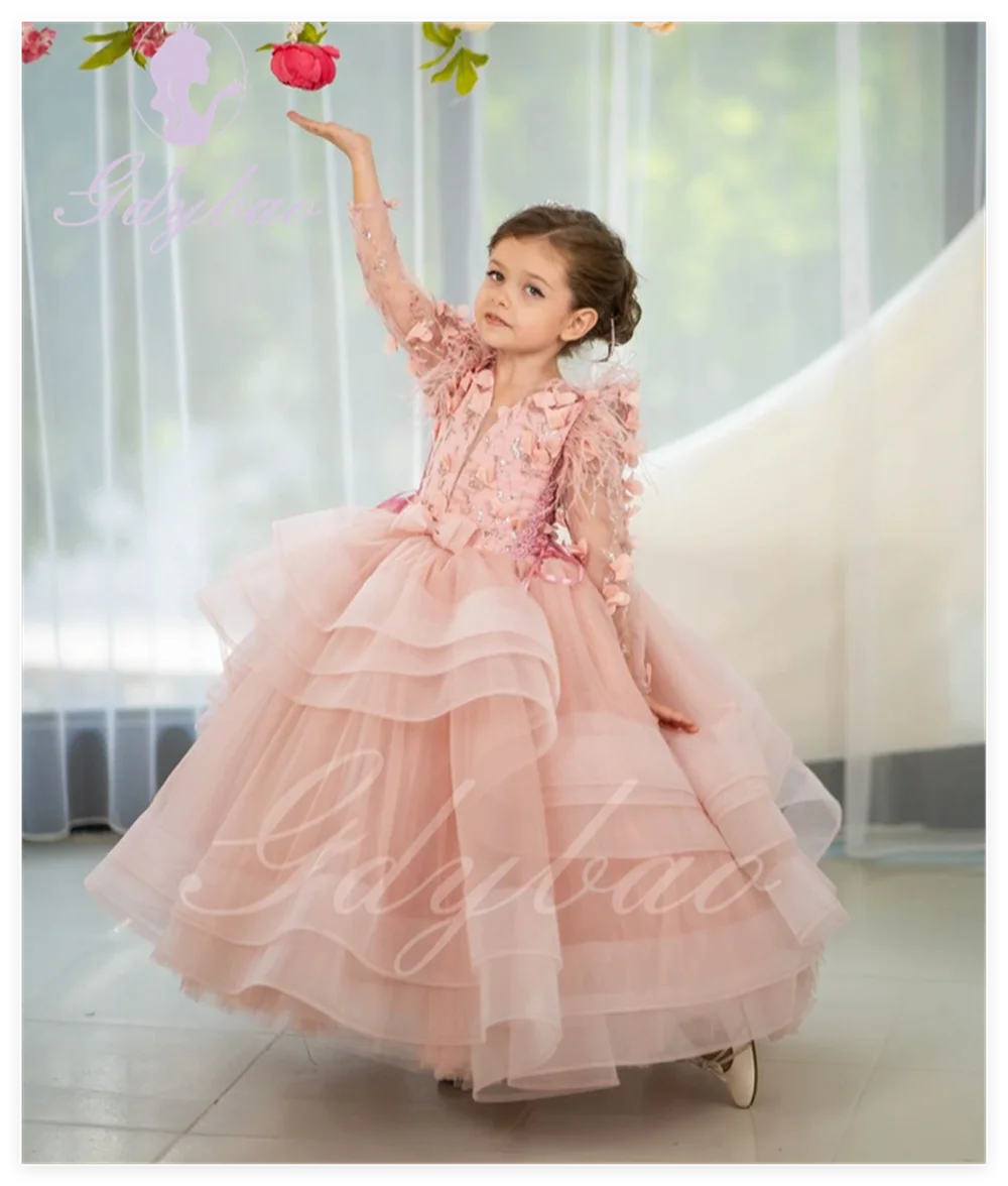 Pink Flower Girl Dresses Tulle Puffy Tiered Appliques With Tailing Sleeveless For Wedding Birthday Party Banquet Princess Gowns
Pink Flower Girl Dresses Tulle Puffy Tiered Appliques With Tailing Sleeveless For Wedding Birthday Party Banquet Princess Gowns