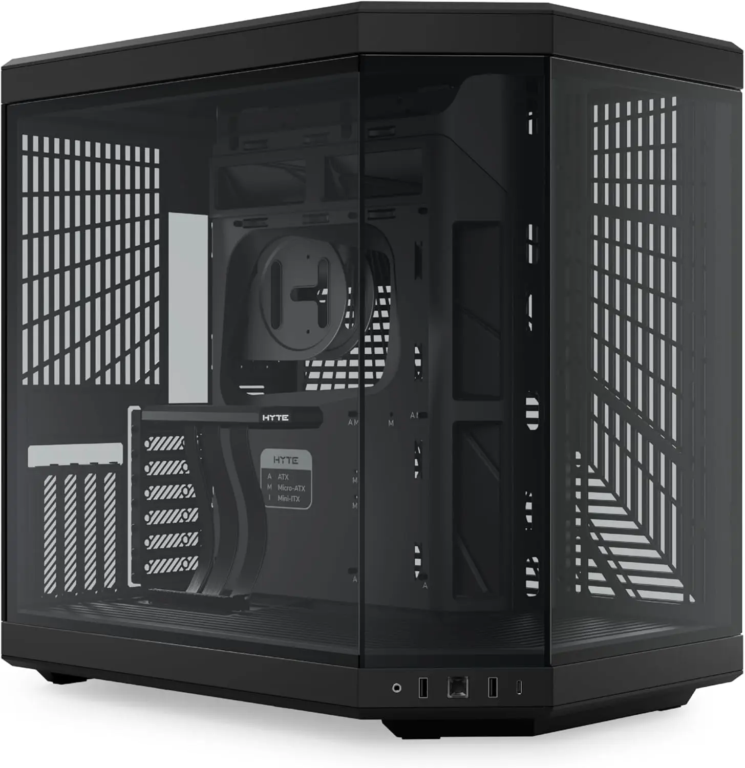 Upgraded Modern Aesthetic Dual Chamber Panoramic Tempered Glass Mid-Tower ATX Gaming Case with PCIE 4.0 Riser Cable, Black
Upgraded Modern Aesthetic Dual Chamber Panoramic Tempered Glass Mid-Tower ATX Gaming Case with PCIE 4.0 Riser Cable, Black