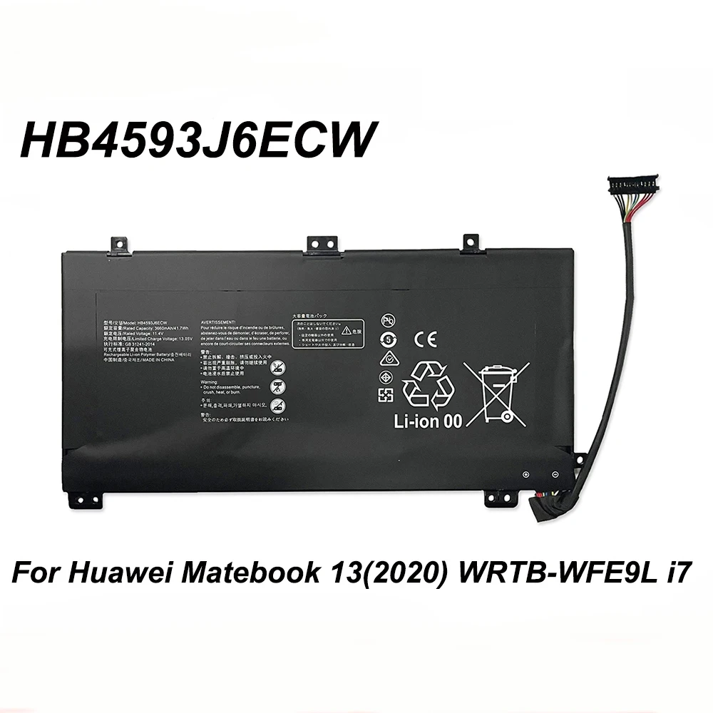 HB4593J6ECW 11.4V 41.7Wh Laptop Battery For Huawei MateBook 13(2020) WRT-WX9 WRT-W19 WRT-W29 HN-W19L WRTB-WFE9L Series
HB4593J6ECW 11.4V 41.7Wh Laptop Battery For Huawei MateBook 13(2020) WRT-WX9 WRT-W19 WRT-W29 HN-W19L WRTB-WFE9L Series