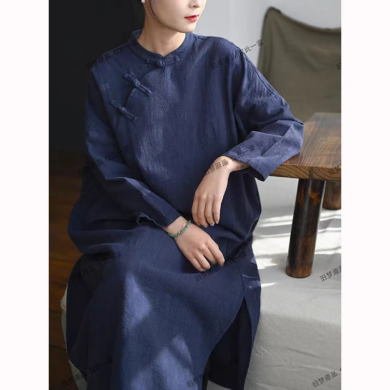 Spring New Chinese Style Women Long Sleeve Stand Collar Loose Dress Good Quality Cotton Linen Improved Qipao A-line Dresses JM05
Spring New Chinese Style Women Long Sleeve Stand Collar Loose Dress Good Quality Cotton Linen Improved Qipao A-line Dresses JM05