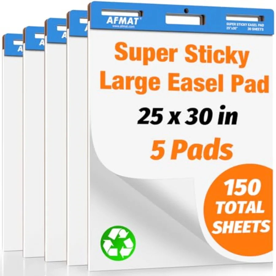 Sticky Easel Pads 25 in x 30 in Flip Chart Paper for Teachers Super Sticky and Bleed-Resistant Self-Stick Easel Paper for Offic
Sticky Easel Pads 25 in x 30 in Flip Chart Paper for Teachers Super Sticky and Bleed-Resistant Self-Stick Easel Paper for Offic